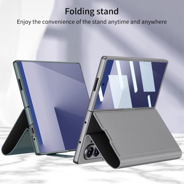 Funda de cuero con tapa integrada GKK para Samsung Galaxy Z Fold7 5G (plateada)