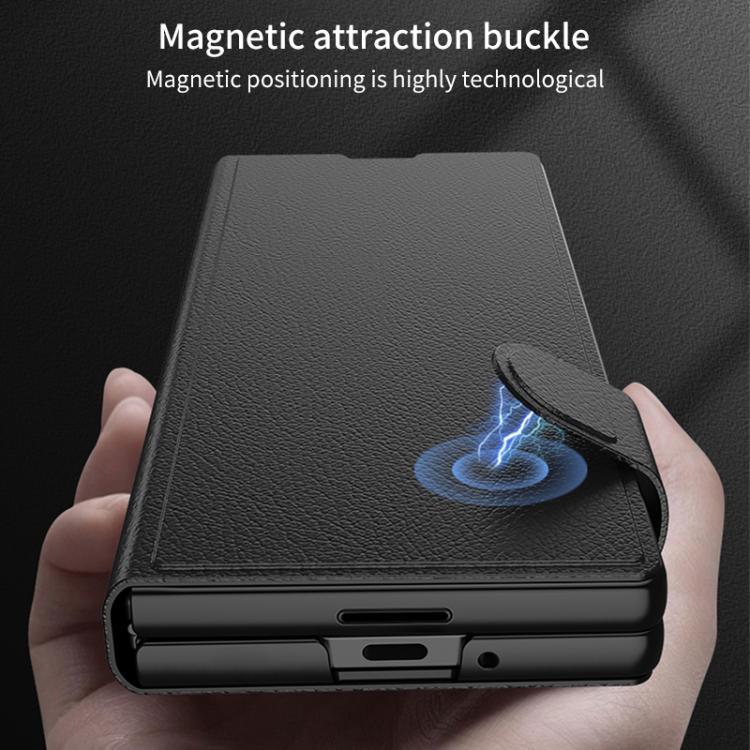 Funda de cuero con tapa integrada GKK para Samsung Galaxy Z Fold7 5G (plateada)