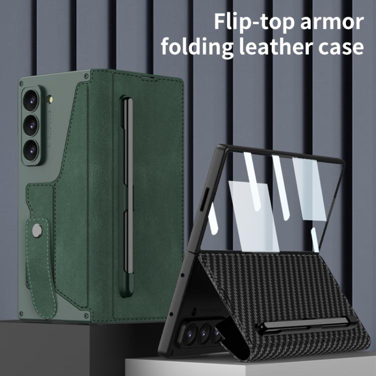 Funda de cuero con tapa y protección integrada GKK para Samsung Galaxy Z Fold7 5G con ranura para bolígrafo (no incluye lápiz óptico) (textura Litchi)