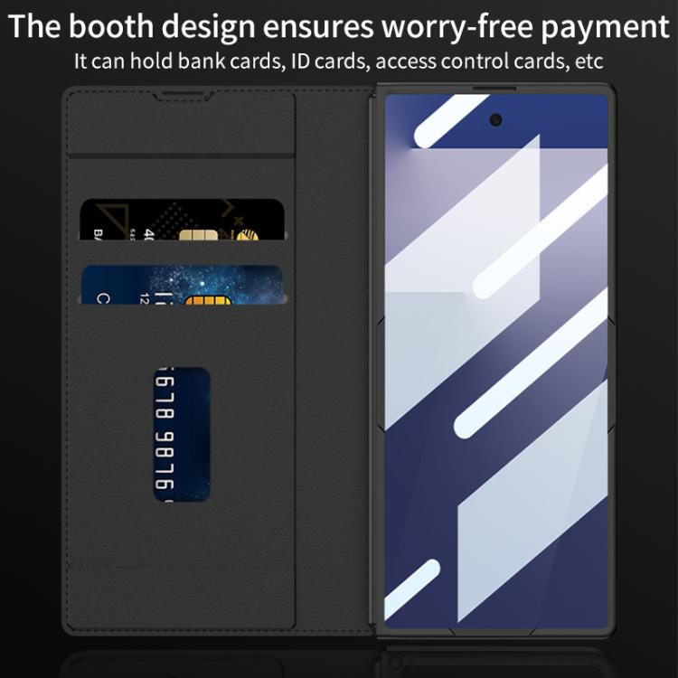 Funda de cuero con tapa y protección integrada GKK para Samsung Galaxy Z Fold7 5G con ranura para bolígrafo (no incluye lápiz óptico) (textura Litchi)