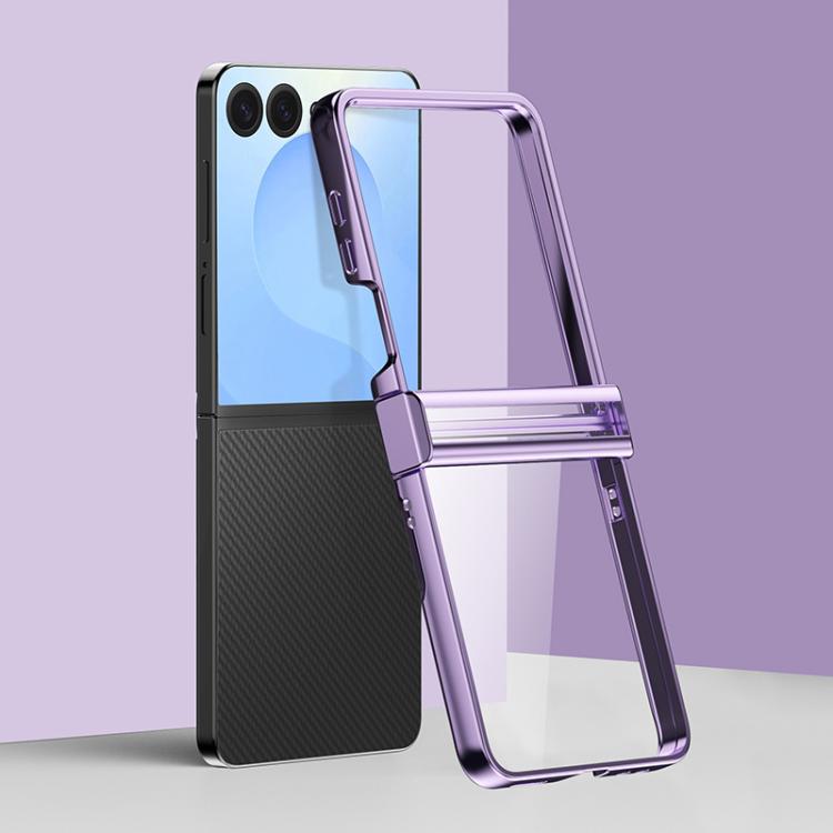 Funda de policarbonato galvanizado 6D de tres piezas para Samsung Galaxy Z Flip7 5G, a prueba de golpes (morado)