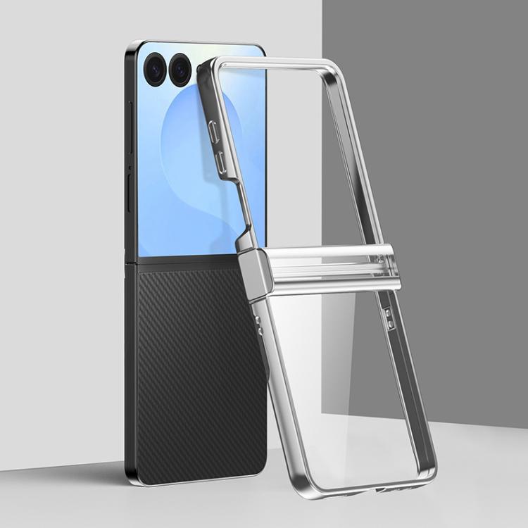 Funda de policarbonato galvanizado 6D de tres piezas para Samsung Galaxy Z Flip7 5G, a prueba de golpes (plateada)