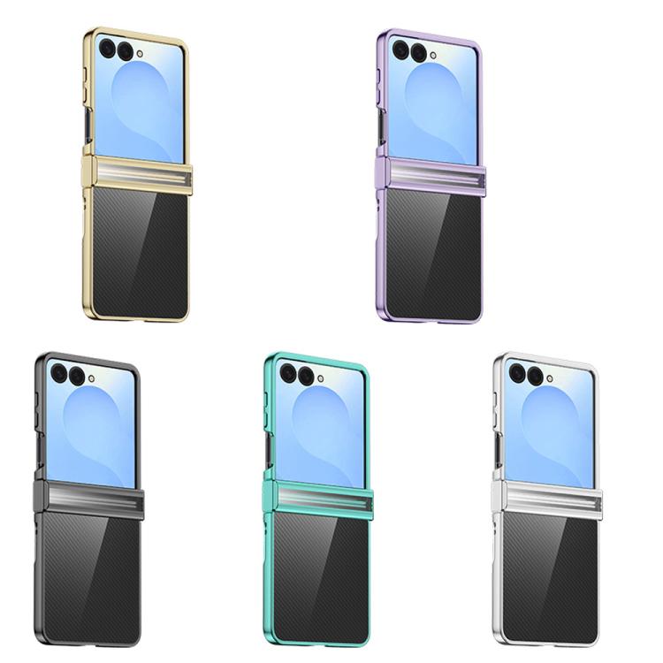 Funda de policarbonato galvanizado 6D de tres piezas para Samsung Galaxy Z Flip7 5G, a prueba de golpes (plateada)