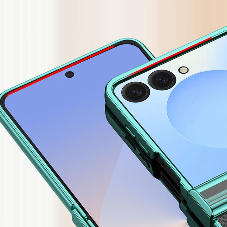 Funda de policarbonato galvanizado 6D de tres piezas para Samsung Galaxy Z Flip7 5G, a prueba de golpes (plateada)