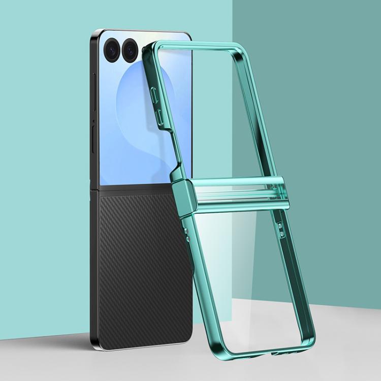 Funda de policarbonato galvanizado 6D de tres piezas para Samsung Galaxy Z Flip7 5G, a prueba de golpes (verde)