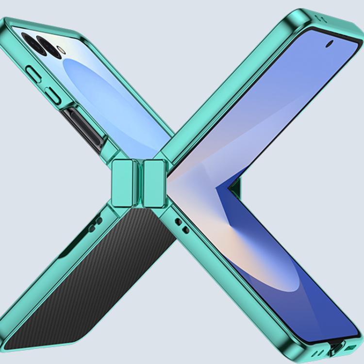 Funda de policarbonato galvanizado 6D de tres piezas para Samsung Galaxy Z Flip7 5G, a prueba de golpes (verde)