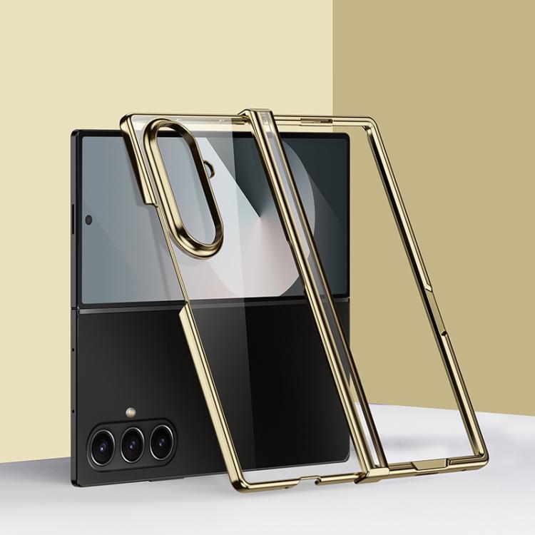 Funda de PC galvanizada 6D a prueba de golpes para Samsung Galaxy Z Fold7 5G (tres piezas, dorada)