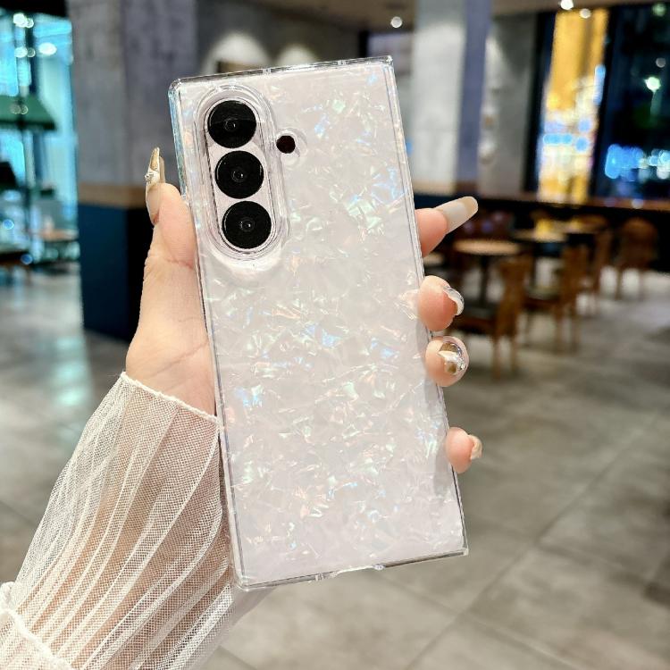Funda con textura perlada para Samsung Galaxy Z Fold7 5G (beige)