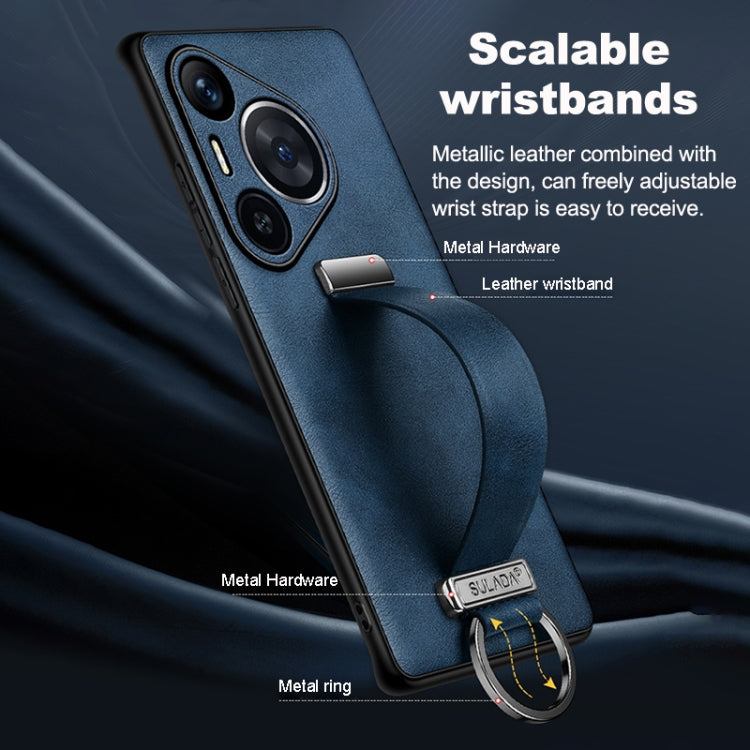 Funda para Teléfono Sulada Huawei Mate 70 Textura Cuero Híbrido Prueba de Golpes (Azul)