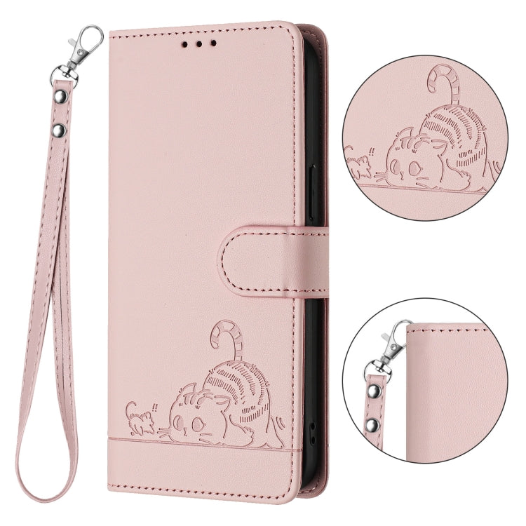 Funda para Teléfono PU con Patrón Gato y Rata RFID para iPhone 15 con Correa (Rosa) - MOVILSTORE