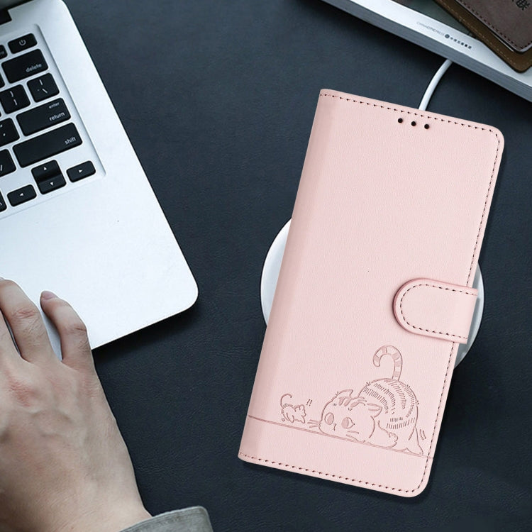 Funda para Teléfono PU con Patrón Gato y Rata RFID para iPhone 15 con Correa (Rosa) - MOVILSTORE