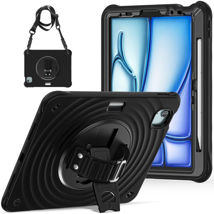 Funda híbrida Silicona con soporte giratorio para iPad Air 11 (2025/2024) (Negra)