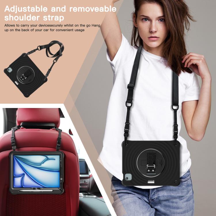 Funda híbrida Silicona con soporte giratorio para iPad Air 11 (2025/2024) (Negra)