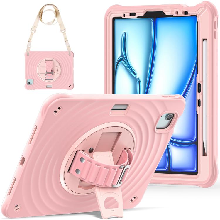 Funda híbrida Silicona con Soporte Giratorio para iPad Air 11 (2025/2024) (Rosa)