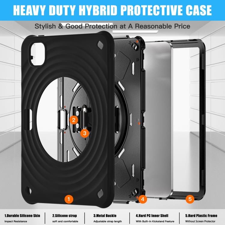 Funda híbrida Silicona con Soporte Giratorio para iPad Pro 11 (2024) (Negro)