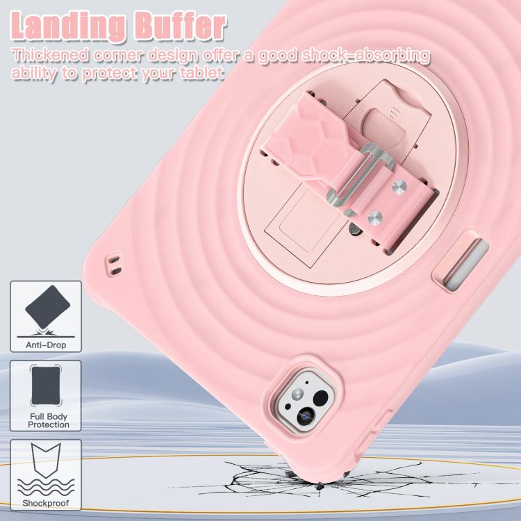 Funda híbrida Silicona para iPad Pro 11 (2024) con Soporte Giratorio (Rosa)