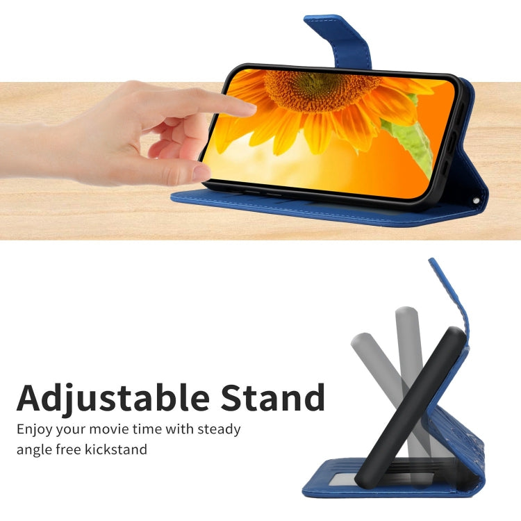 Funda de Cuero con Tapa y Cordón para Sharp Aquos Sense9 Diseño Girasol (Azul Oscuro)