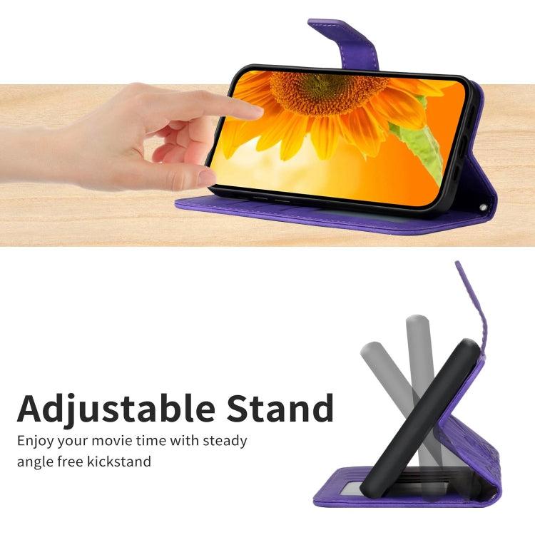 Funda de Cuero para Sharp Aquos Sense9 con Tapa y Cordón Diseño Girasol (Morado Oscuro)