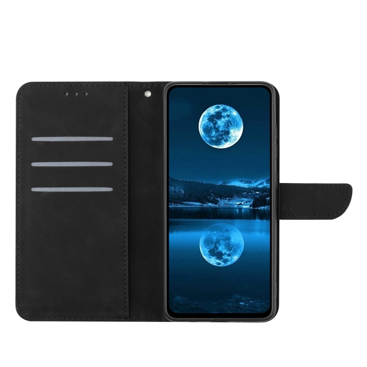 Funda de Cuero para Sharp Aquos Sense9 con Relieve y Costuras (Negra)