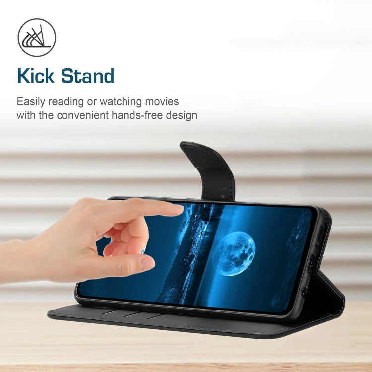 Funda de Cuero para Sharp Aquos Sense9 con Relieve y Costuras (Negra)