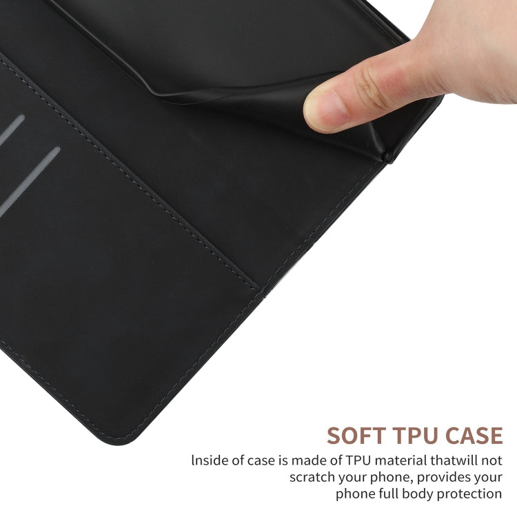 Funda de Cuero para Sharp Aquos Sense9 con Relieve y Costuras (Negra)