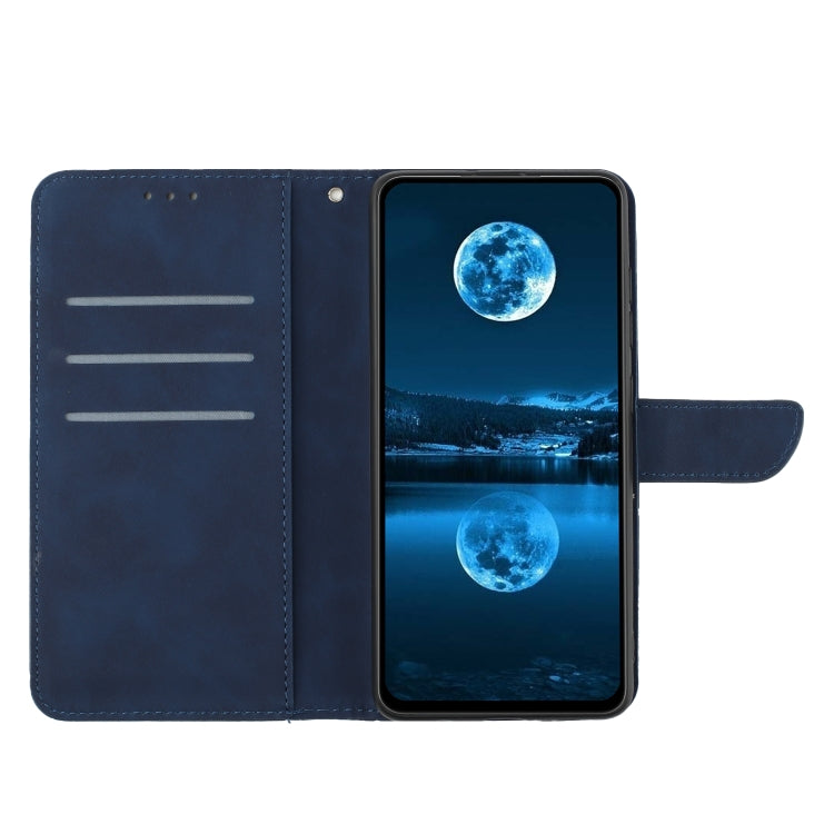 Funda de Cuero para Sharp Aquos Sense9 con Relieve y Costuras (Azul)