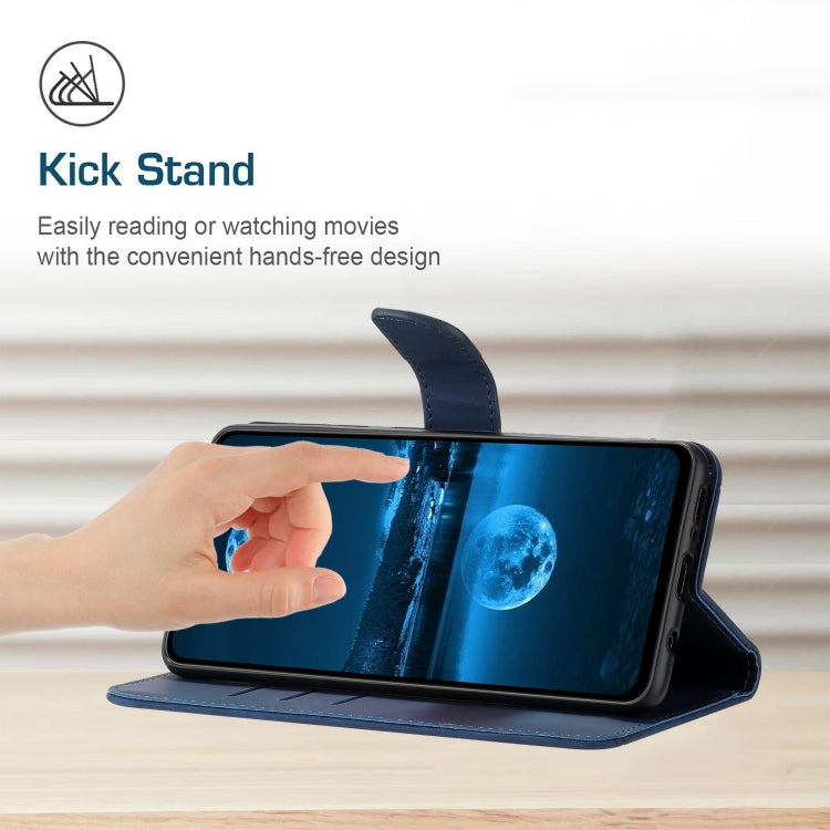 Funda de Cuero para Sharp Aquos Sense9 con Relieve y Costuras (Azul)