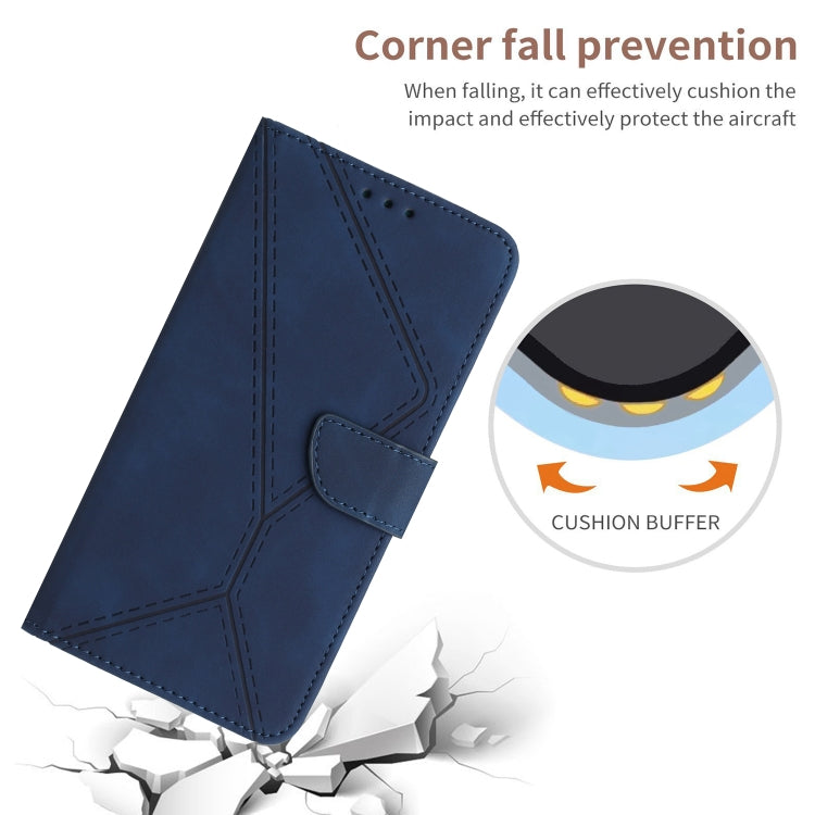 Funda de Cuero para Sharp Aquos Sense9 con Relieve y Costuras (Azul)