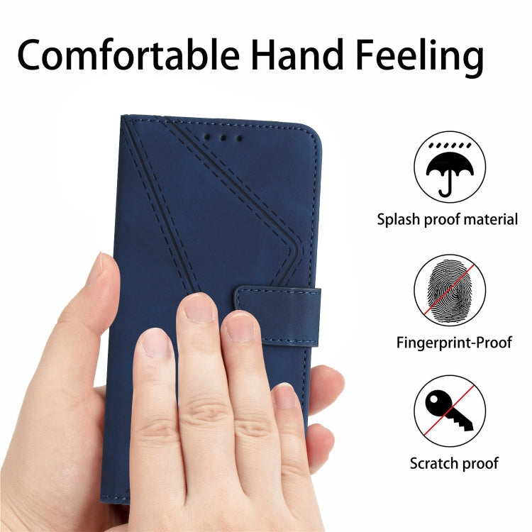 Funda de Cuero para Sharp Aquos Sense9 con Relieve y Costuras (Azul)
