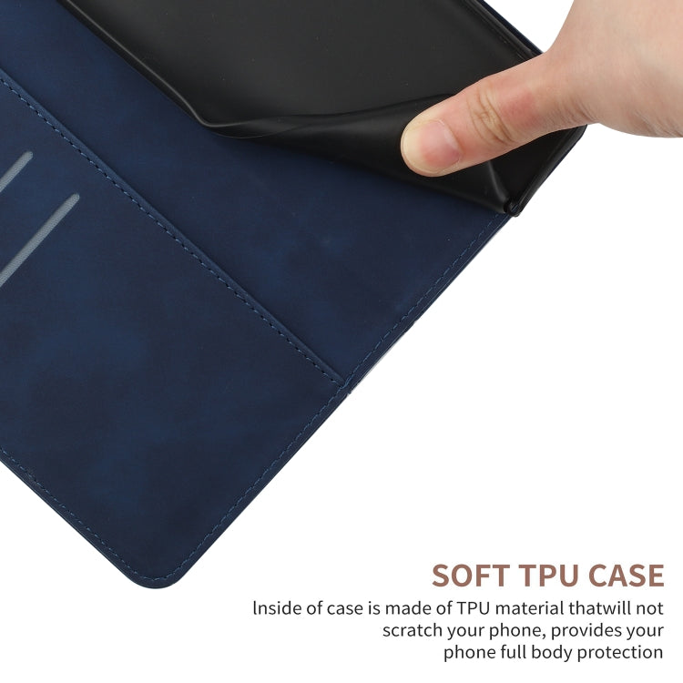 Funda de Cuero para Sharp Aquos Sense9 con Relieve y Costuras (Azul)