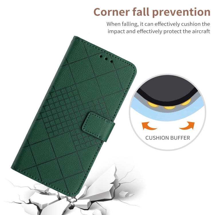 Funda de Cuero para Sharp Aquos Sense9 con Textura de Cuadrícula Rómbica (Verde)