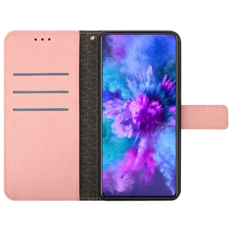 Funda de Cuero para Sharp Aquos Sense9 con Textura de Cuadrícula Rómbica (Rosa)