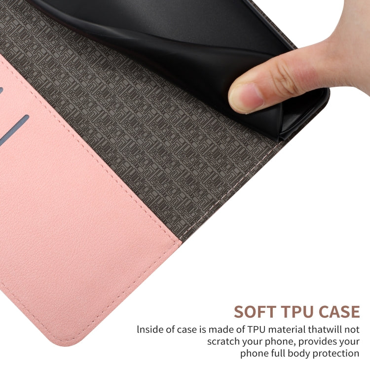 Funda de Cuero para Sharp Aquos Sense9 con Textura de Cuadrícula Rómbica (Rosa)