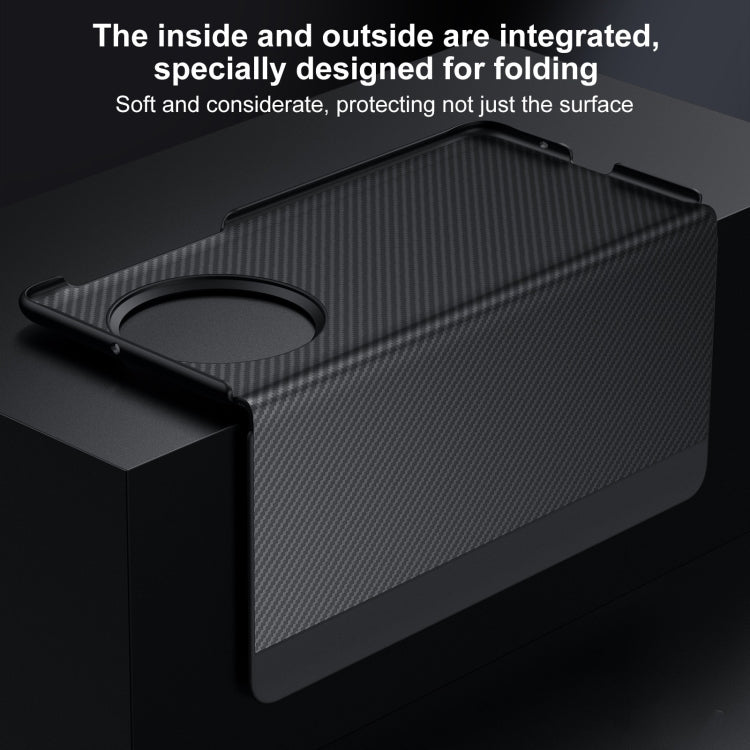Funda de Cuero con Ventana Inteligente y Textura Kevlar 600D para Huawei Mate X6 (Marrón)