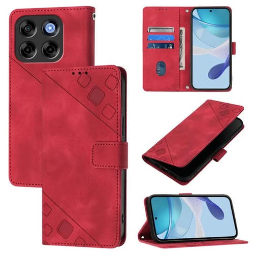 Funda de Piel Sintética con Relieve para ZTE Blade V70 Vita Nubia V70 (Rojo)