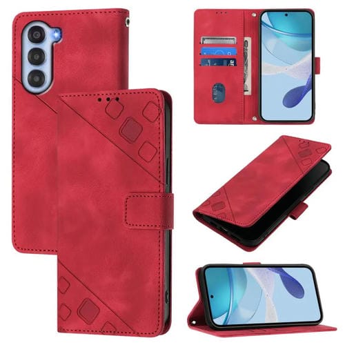 Funda de Piel con Relieve para ZTE Nubia S 5G A403Zt (Roja)