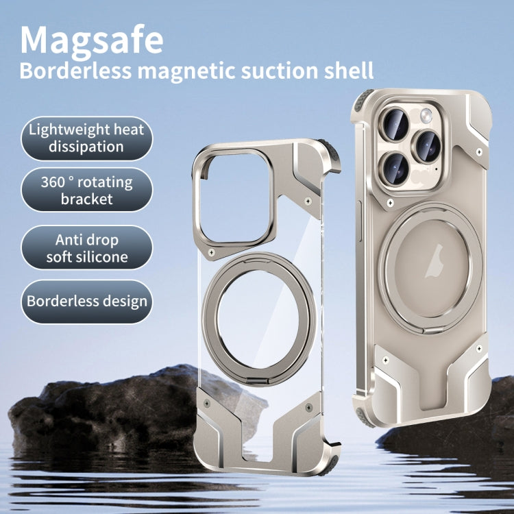 Soporte Giratorio Magsafe para iPhone 15 sin Bordes Transparente (Titanio) - MOVILSTORE