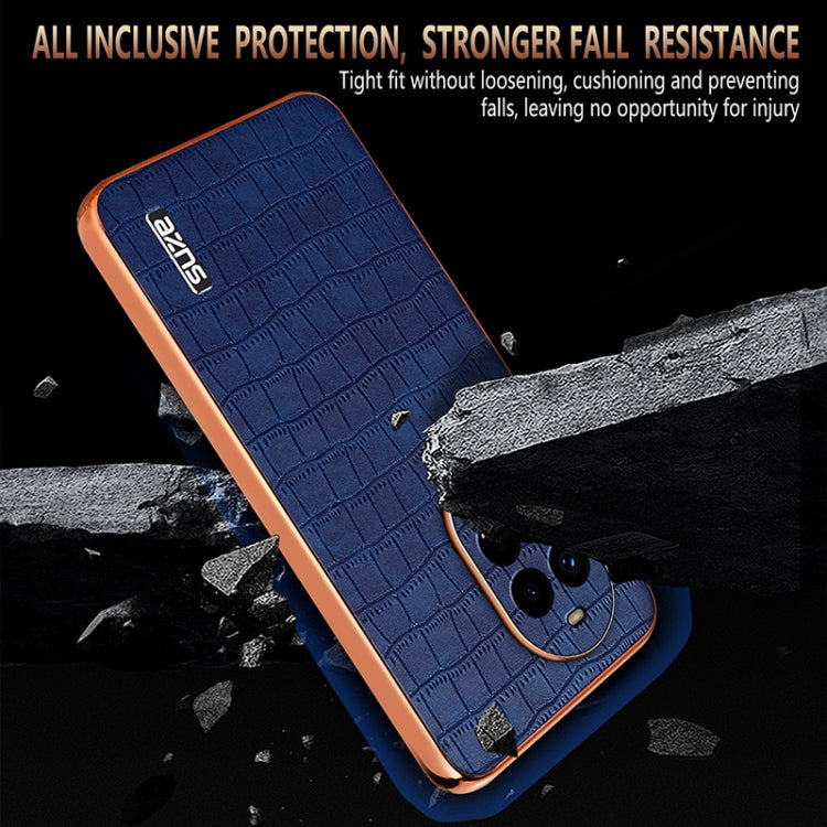 Funda para Teléfono Azns con Textura de Cocodrilo y Marco Galvanizado para Huawei Nova 13 Pro (Blanca)