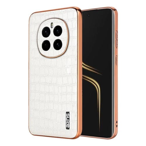 Funda para Teléfono Honor Magic7 Cobertura Total Textura Cocodrilo Marco Galvanizado (Blanco)