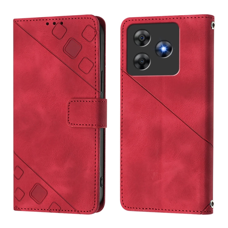 Funda de Cuero con Relieve para Teléfono BlackView Wave 8C (Rojo)