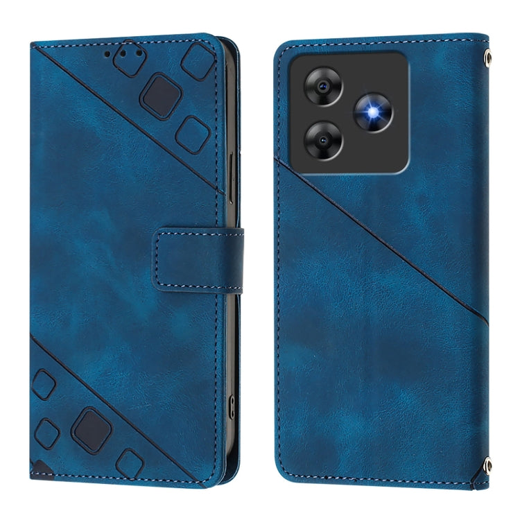 Funda de Cuero con Relieve para Teléfono BlackView Wave 8C (Azul)