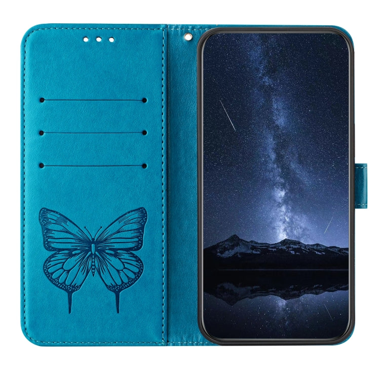 Funda de Cuero con Relieve de Mariposa para ZTE Blade A75 5G y Nubia Focus (Azul)