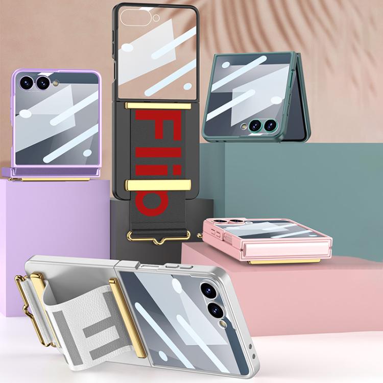 Funda ultrafina con correa de muñeca integrada GKK para Samsung Galaxy Z Flip7 5G (negra)