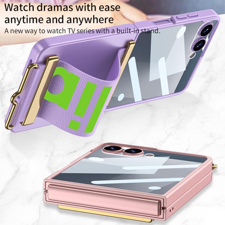 Funda ultrafina con correa de muñeca integrada GKK para Samsung Galaxy Z Flip7 5G (rosa)