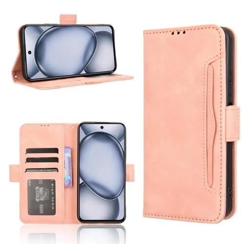 Funda de Piel Becerro para Itel A80 4G con Ranuras para Tarjetas (Rosa)