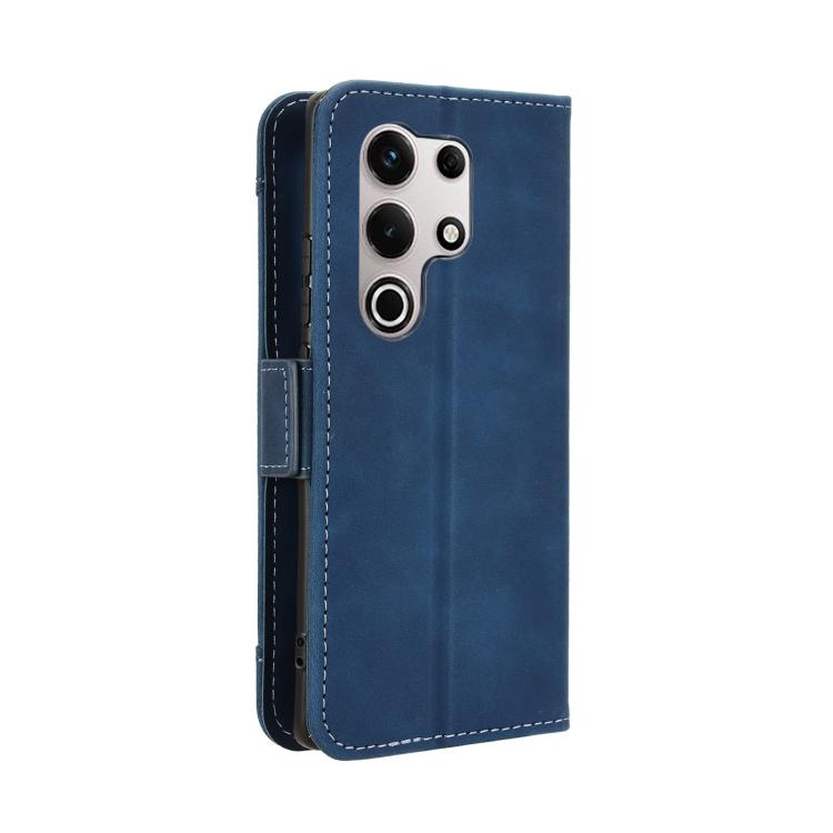 Funda de Piel con Textura de Becerro y Ranuras para Tarjetas para Itel S25 Ultra 4G (Azul)