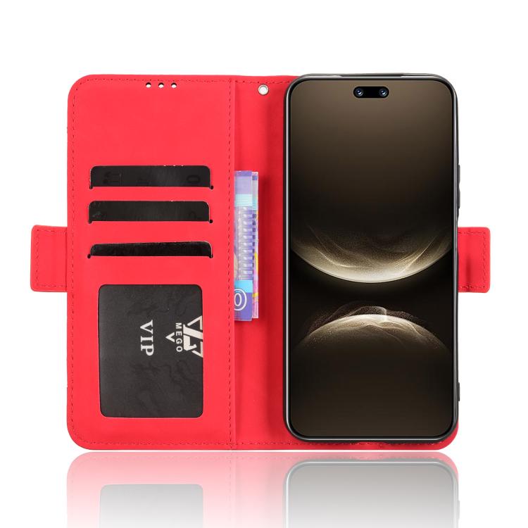 Funda de piel con textura de becerro para Huawei Nova 14 5G, con ranuras para tarjetas (roja)