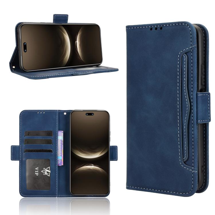 Funda de piel con textura de becerro y ranuras para tarjetas para Huawei Nova 14 5G (azul)
