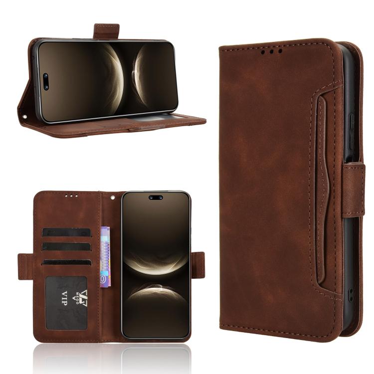 Funda de piel con textura de becerro y ranuras para tarjetas para Huawei Nova 14 5G (marrón)