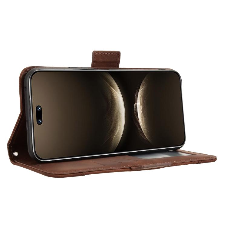Funda de piel con textura de becerro y ranuras para tarjetas para Huawei Nova 14 5G (marrón)
